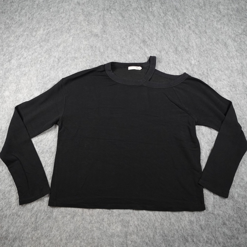 Rag Bone Top Women‎ Medium Black Asymmetric Cutout Neck Long Sleeve Modal Blend